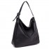 S1761 BK - Bolso de mano mediano tamaño Miss Lulu en piel Look Slouch Hobo en negro