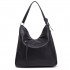 S1761 BK - Bolso de mano mediano tamaño Miss Lulu en piel Look Slouch Hobo en negro