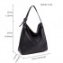 S1761 BK - Bolso de mano mediano tamaño Miss Lulu en piel Look Slouch Hobo en negro