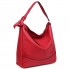 S1761 RD - Midium Size Miss Lulu Leather Look Slouch Hobo Shoulder Tote Bag Red
