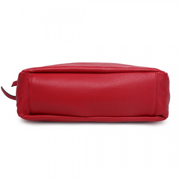 S1761 RD - Midium Size Miss Lulu Leather Look Slouch Hobo Shoulder Tote Bag Red