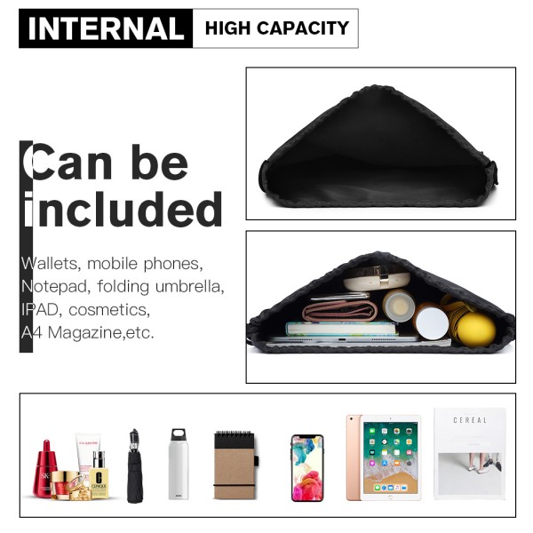 S2020 - Kono Polyester Drawstring Backpack - Black