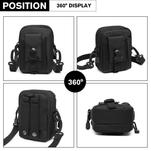 S2053 - Kono Casual Small Canvas Cross Body Bag - Black