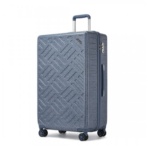 KSS2495 - Supercase 28 Zoll Schalenkoffer mit elegantem geometrischen Muster aus ABS+PC und TSA-Schloss für müheloses Reisen - Denimblau