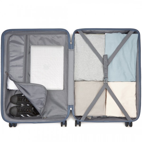 KSS2495 - Supercase 28 Zoll Schalenkoffer mit elegantem geometrischen Muster aus ABS+PC und TSA-Schloss für müheloses Reisen - Denimblau