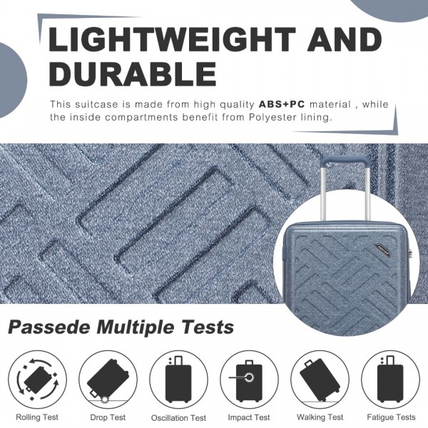 KSS2495 - Supercase 28 Zoll Schalenkoffer mit elegantem geometrischen Muster aus ABS+PC und TSA-Schloss für müheloses Reisen - Denimblau