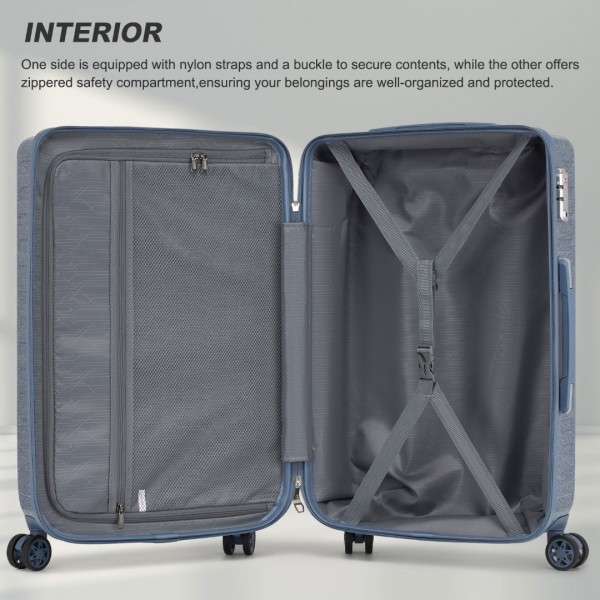 KSS2495 - Supercase 28 Zoll Schalenkoffer mit elegantem geometrischen Muster aus ABS+PC und TSA-Schloss für müheloses Reisen - Denimblau