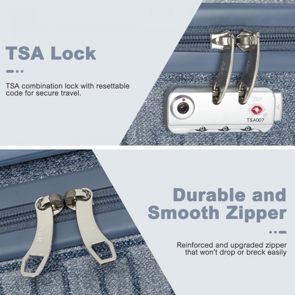 KSS2495 - Supercase 28 Zoll Schalenkoffer mit elegantem geometrischen Muster aus ABS+PC und TSA-Schloss für müheloses Reisen - Denimblau