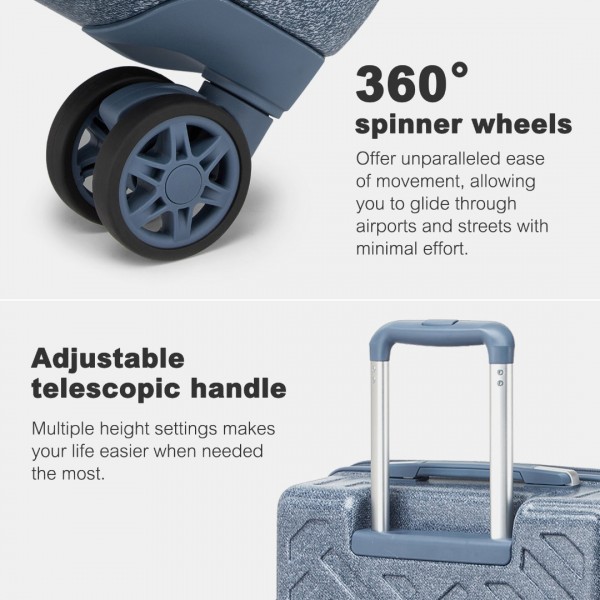 KSS2495 - Supercase 28 Zoll Schalenkoffer mit elegantem geometrischen Muster aus ABS+PC und TSA-Schloss für müheloses Reisen - Denimblau