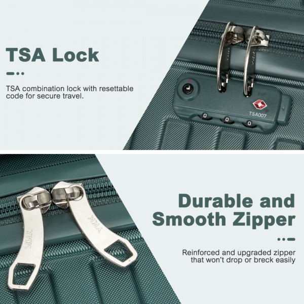KSS2495 - Supercase 20 Zoll Schlank Geometrisches Muster Harte Schale ABS+PC Kabine Handgepäck Koffer mit TSA-Schloss - Militärgrün