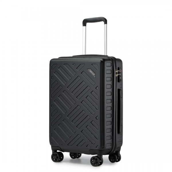 KSS2495 - Supercase 20 Inch Sleek Geometric Pattern Hard Shell ABS+PC Cabin Carry-On Suitcase with TSA Lock - Black