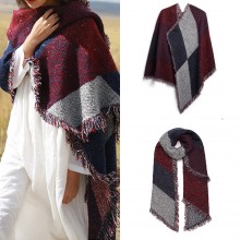 S6427 - Frauen Damen Mode Plaid Schal Decke Winter Warm Wrap Schal - Rot