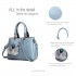 E1751 - Miss Lulu Leather Look Multi Compartment Pom Pom Shoulder Bag - Blue E1751 - Miss Lulu Leather Look Multi Compartment Pom Pom Shoulder Bag - Blue