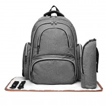 E6706 - Kono Large Capacity Multi Function Baby Diaper Backpack Grey