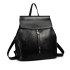E6833 - MISS LULU Vintage Oil-Wax Faux Leather Backpack - Black