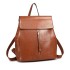 E6833 - MISS LULU Vintage Oil-Wax Faux Leather Backpack - Brown