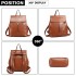 E6833 - MISS LULU Vintage Oil-Wax Faux Leather Backpack - Brown