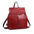 E6833 - MISS LULU Vintage Oil-Wax Faux Leather Backpack - Burgundy