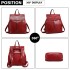 E6833 - MISS LULU Vintage Oil-Wax Faux Leather Backpack - Burgundy