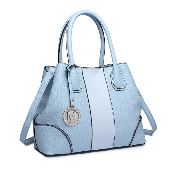 LT1822 - MISS LULU STRUCTURED PANELLED SHOULDER BAG - BLUE