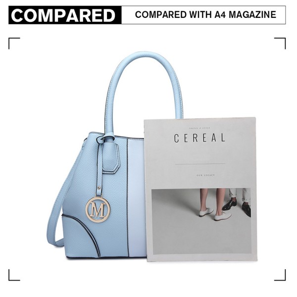 LT1822 - MISS LULU STRUCTURED PANELLED SHOULDER BAG - BLUE