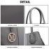 LT1822 - MISS LULU STRUCTURED PANELLED SHOULDER BAG - GREY