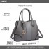 LT1822 - MISS LULU STRUCTURED PANELLED SHOULDER BAG - GREY