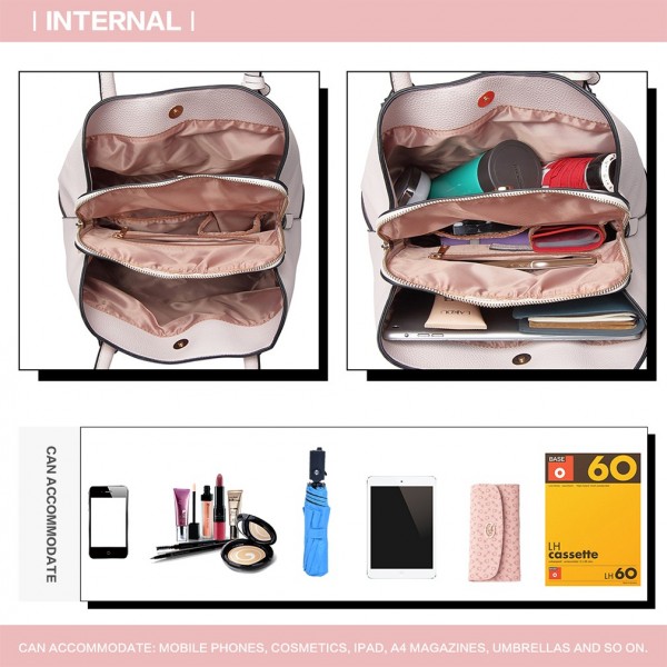 LT1822 - MISS LULU STRUCTURED PANELLED SHOULDER BAG - PINK