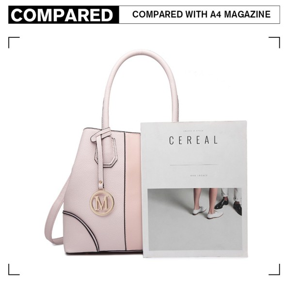LT1822 - MISS LULU STRUCTURED PANELLED SHOULDER BAG - PINK