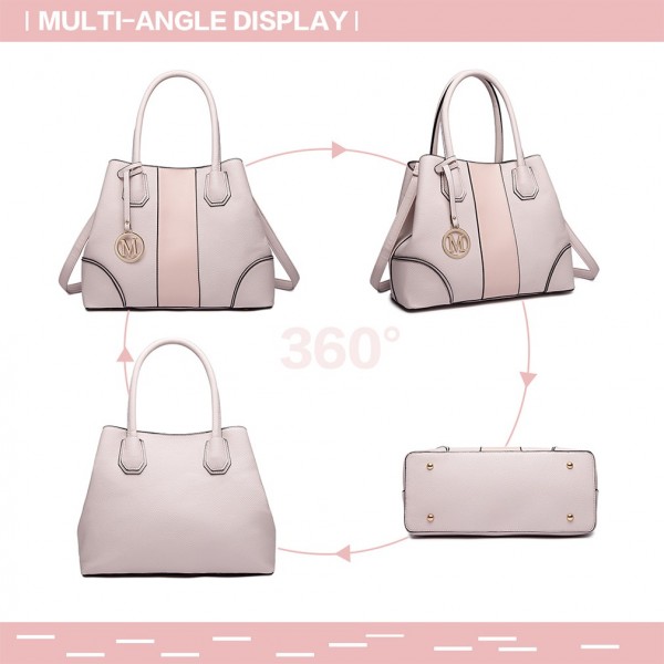 LT1822 - MISS LULU STRUCTURED PANELLED SHOULDER BAG - PINK