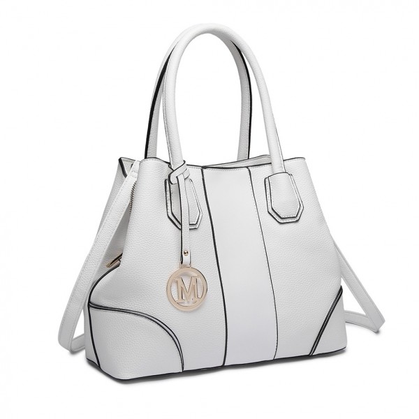 LT1822 - MISS LULU STRUCTURED PANELLED SHOULDER BAG - WHITE