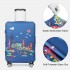 L-Cover-2 - Elastic Luggage Cover With Printed Design Medium - Navy