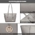 LM1642-1 - Miss Lulu Faux Leather Adjustable Handle Tote Bag - Grey