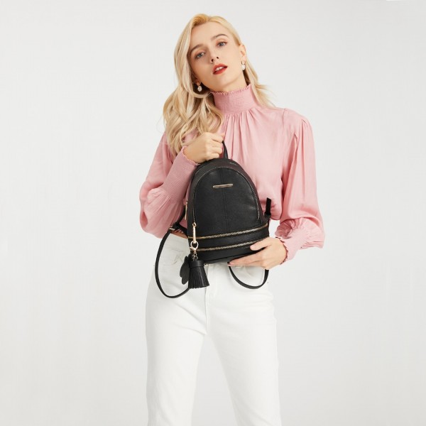LT1705 - Miss Lulu PU Leather Look Small Fashion Backpack - White