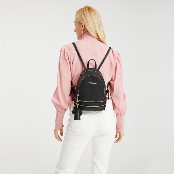 LT1705 - Miss Lulu PU Leather Look Small Fashion Backpack - White