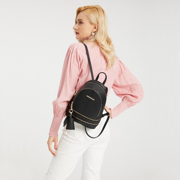 LT1705 - Miss Lulu PU Leather Look Small Fashion Backpack - White
