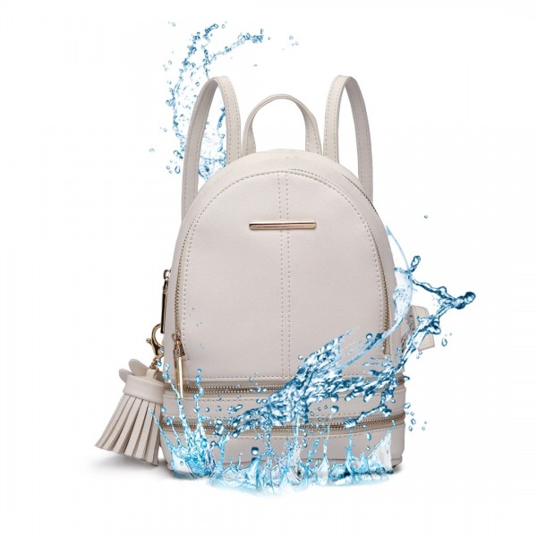LT1705 - Miss Lulu PU Leather Look Small Fashion Backpack - White