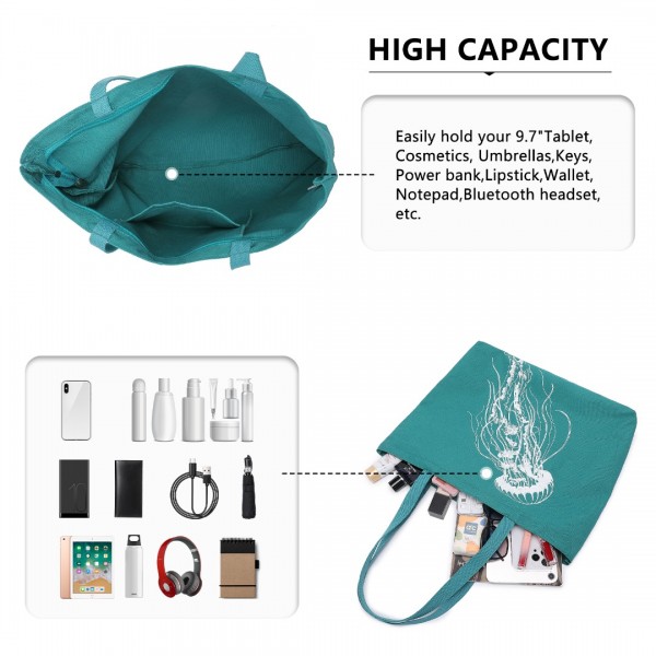 S2315 - Reusable Canvas Shopping Tote Bag - Green