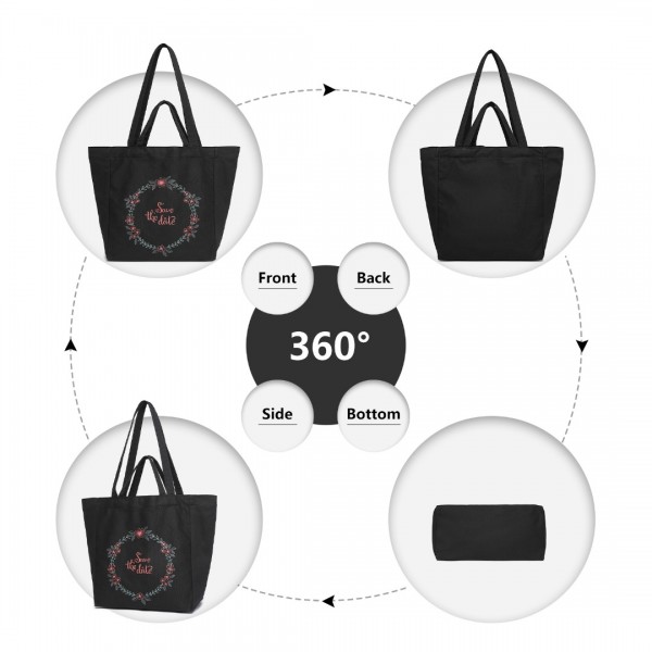 S2316 - Durable Canvas Shopping Shoulder Bag - Black