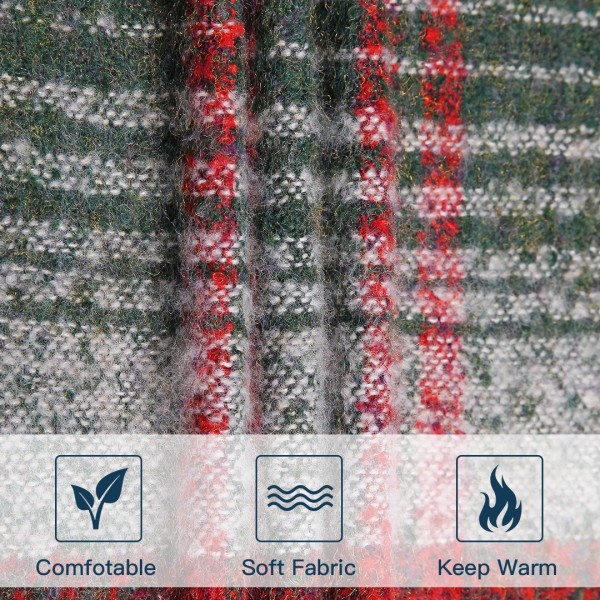 S6429 - Stylish Soft Warm Wrap Check Print Shawl Scarf - Red