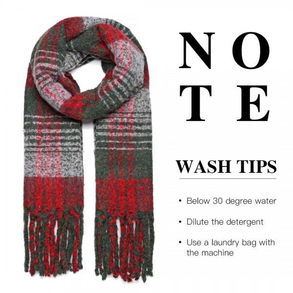 S6429 - Stylish Soft Warm Wrap Check Print Shawl Scarf - Red