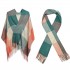 S6430 - Women Fashion Long Shawl Grid Tassel Winter Warm Lattice Large Scarf - Green