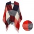 S6430 - Kobiety Moda Długi szal Grid Tassel Zimowy ciepły duży szalik w kratę - czerwony
