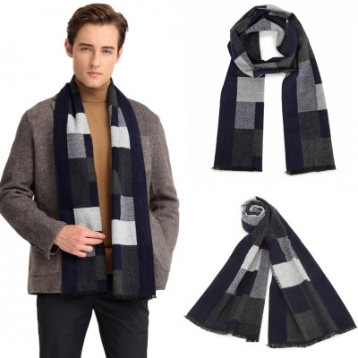 S6434 - Men's Fashion Irregular Grid Winter Scarf for Warmth and