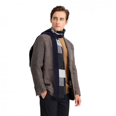 S6434 - Men's Fashion Irregular Grid Winter Scarf for Warmth and