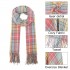 SFN4401 - Elegant Color Block Scarf with Fringe Detailing – Versatile Oversized Design - Rainbow