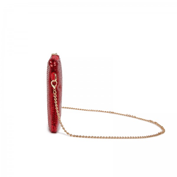 CLS2512 - Glam Sparkle Sequin Evening Clutch-Sleek, Shimmering Wristlet & Crossbody - Red
