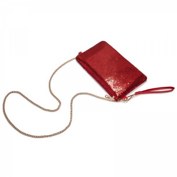 CLS2512 - Glam Sparkle Sequin Evening Clutch-Sleek, Shimmering Wristlet & Crossbody - Red