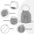 CLS2510 - Damen-Strass-Abendtasche - Glänzende Handtasche mit metallischem Ringgriff und Ketten-Umhängeriemen - Silber