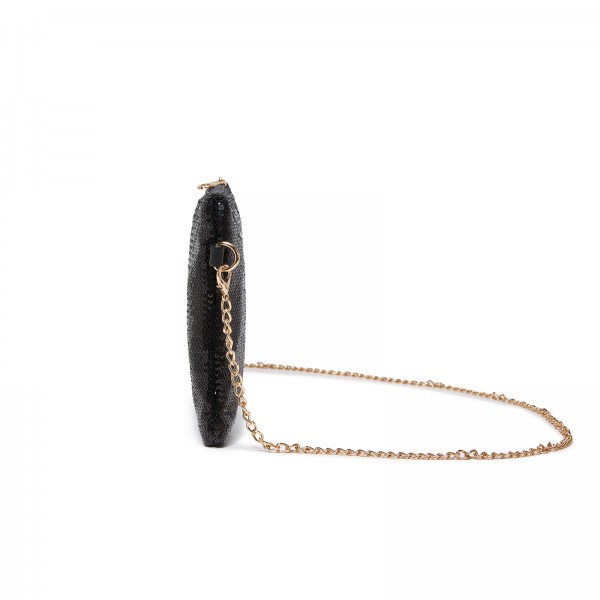 CLS2512 - Glam Sparkle Sequin Evening Clutch-Sleek, Shimmering Wristlet & Crossbody - Black